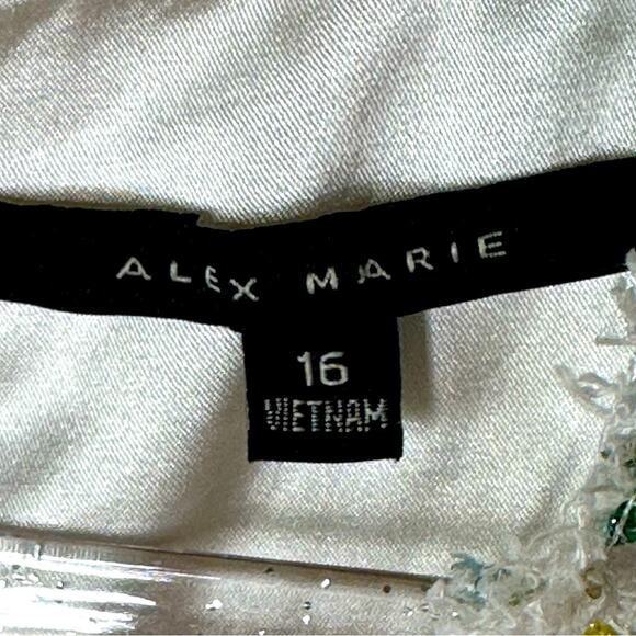 Alex Marie Confetti Metallic Sequined Luxury Quality Dress - WHITE BLUE YELLOW - Picture 2 of 7